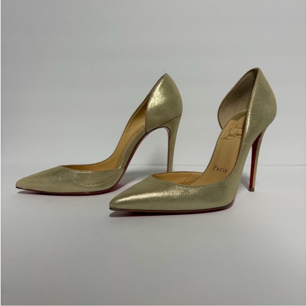 Christian Louboutin Iriza 100 Suede Metal Platine D’orsay - Picture 2 of 10